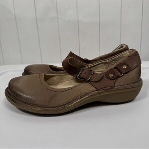 Weinbrenner Mary Janes Brown Leather Buckle Strap Shoe Boho Cottage Prairie 37/6